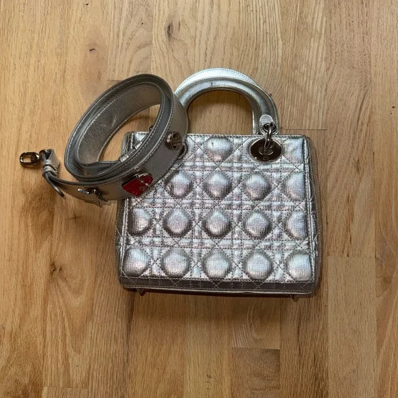 Dior Silver Mini Bag with Quilted Cannage Pattern - Picture 4 of 17